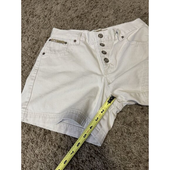L.E.I. Vintage Cream White Shorts High Rise Exposed Fly Button Y2k 90s Sz 26” - Picture 10 of 12